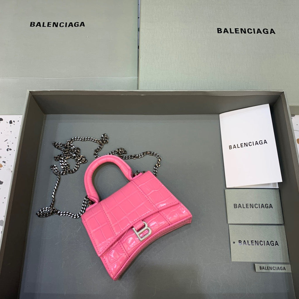 BLN-Ciaga Hourglass Mini Handbag With Chain In Pink, For Women,  Bags 4.7in/12LO