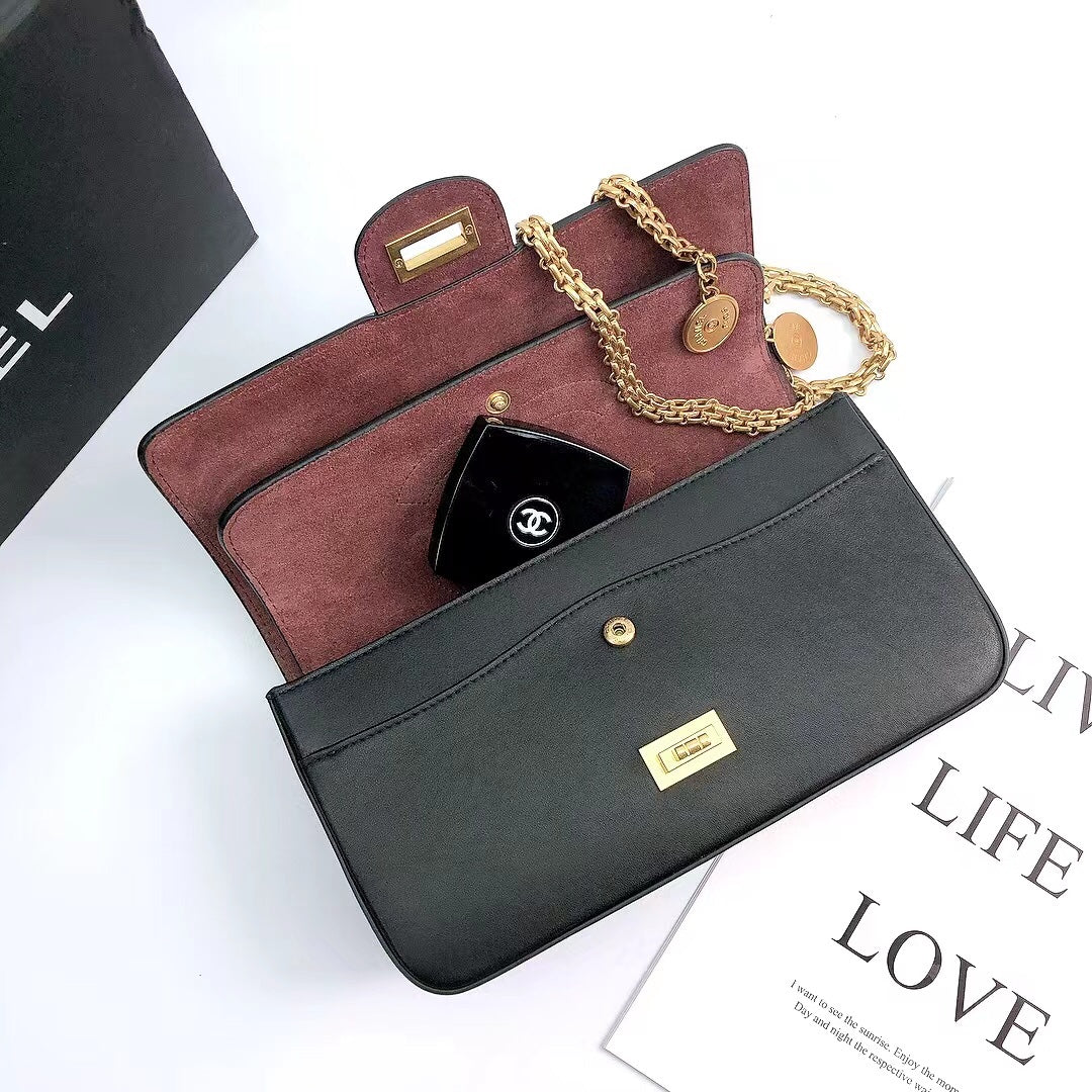CHL - Maroon Medallion Nude Reissue 2.55 Classic 225 Flap Black Bag For Women 24LO/9.4in