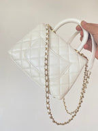 CHL - Mini Flap Bag Top Handle White For Women 7.5in/19LO