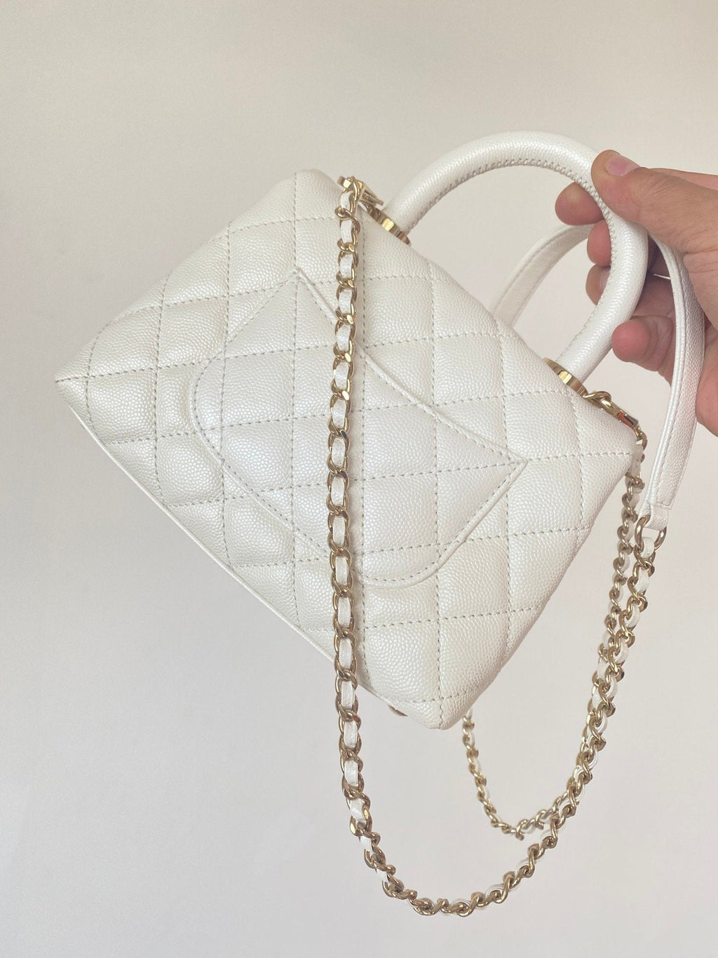 CHL - Mini Flap Bag Top Handle White For Women 7.5in/19LO
