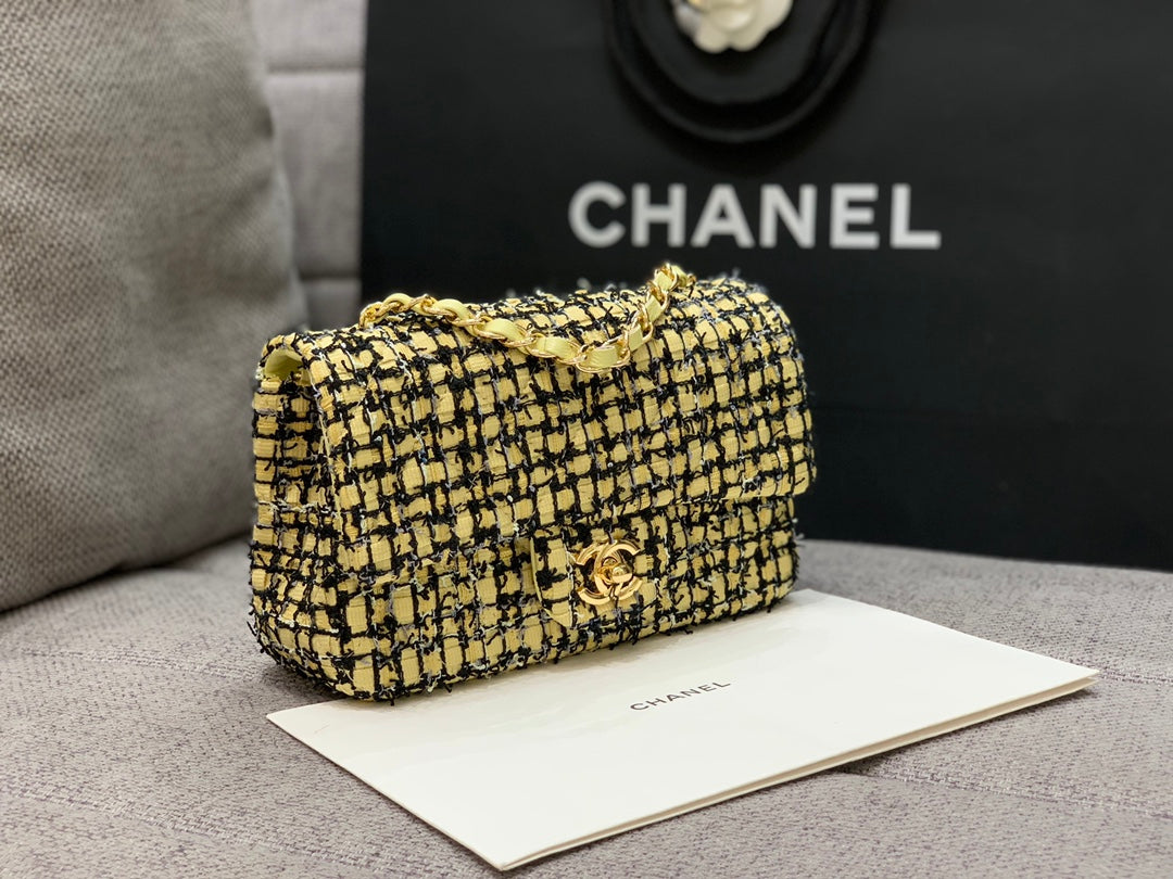 CHL - Mini Yellow Tweed Flap Bag For Women 20LO/7.5in