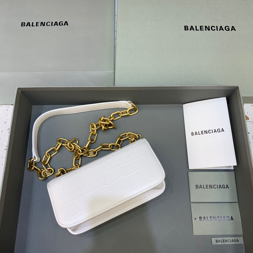 BLN-Ciaga Gossip Small On Chain Shoulder Bag White, For Women,  Bags 7.4in/19LO