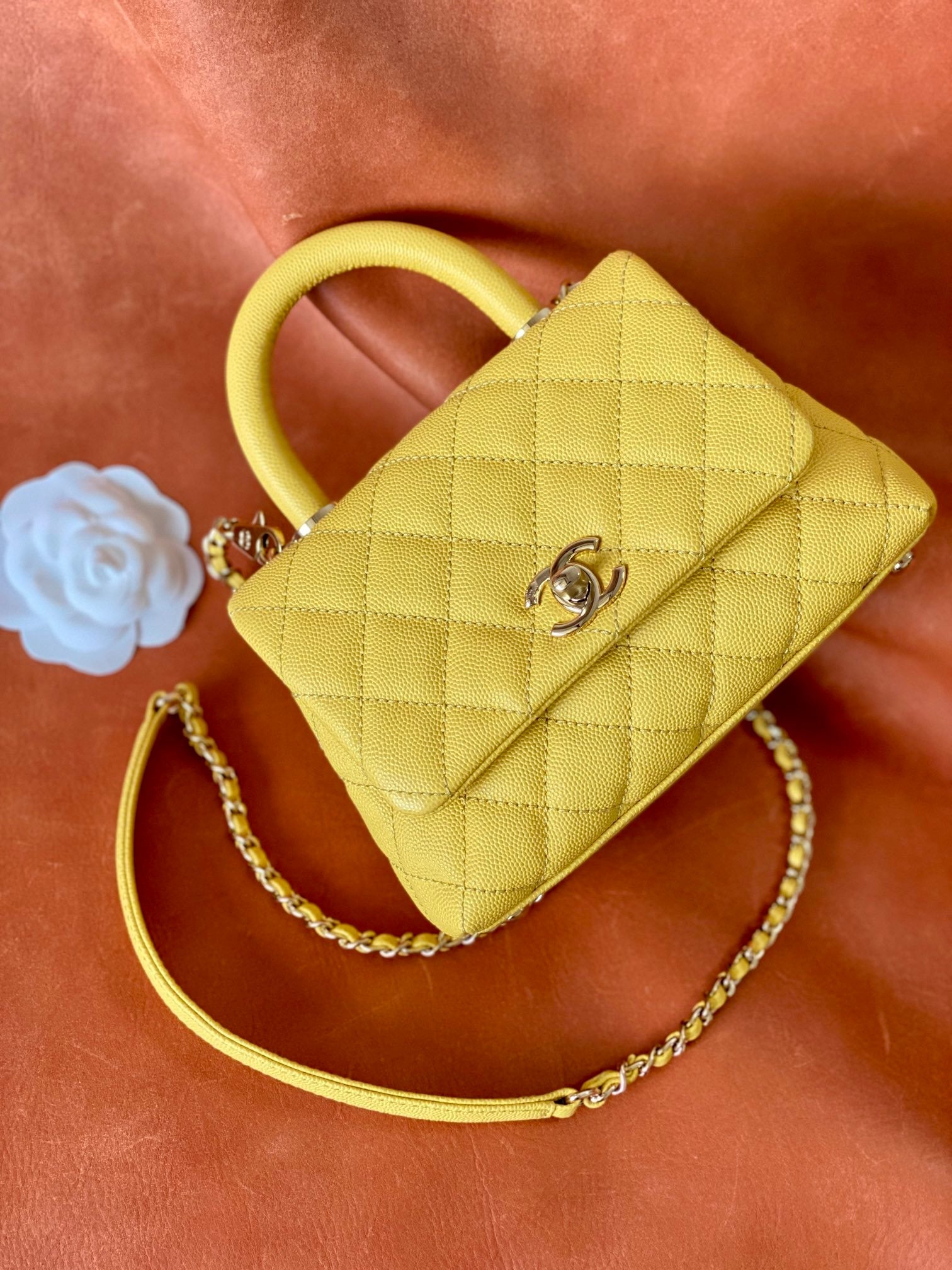 CHL - Mini Flap Bag Top Handle Yellow For Women 7.5in/19LO