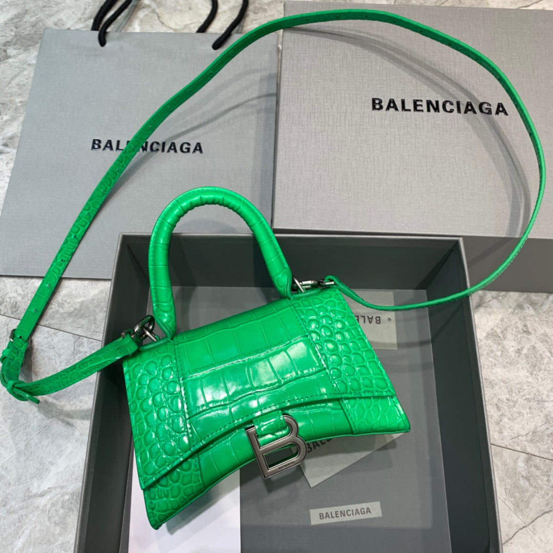 BLN-Ciaga Hourglass XS Handbag In Bright Green, For Women,  Bags 7.4in/19LO