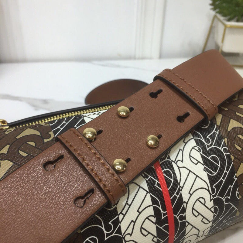 B-Berry - BB  The Monogram Stripe E-canvas Barrel Bag For Women, Bags 8.3in/21LO