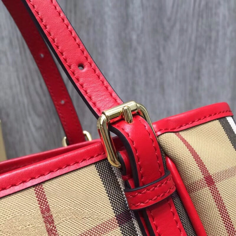 B-Berry - BB  The Small Canter Horseferry Check Tote Red For Women, Women’s Bags 11.6in/29.5LO