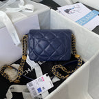 CHL - Mini Flap Bag With Top Handle Gold Hardware Navy Blue For Women Handbags, Shoulder Bags 7.9in/20LO AS2431 B08846 NJ532