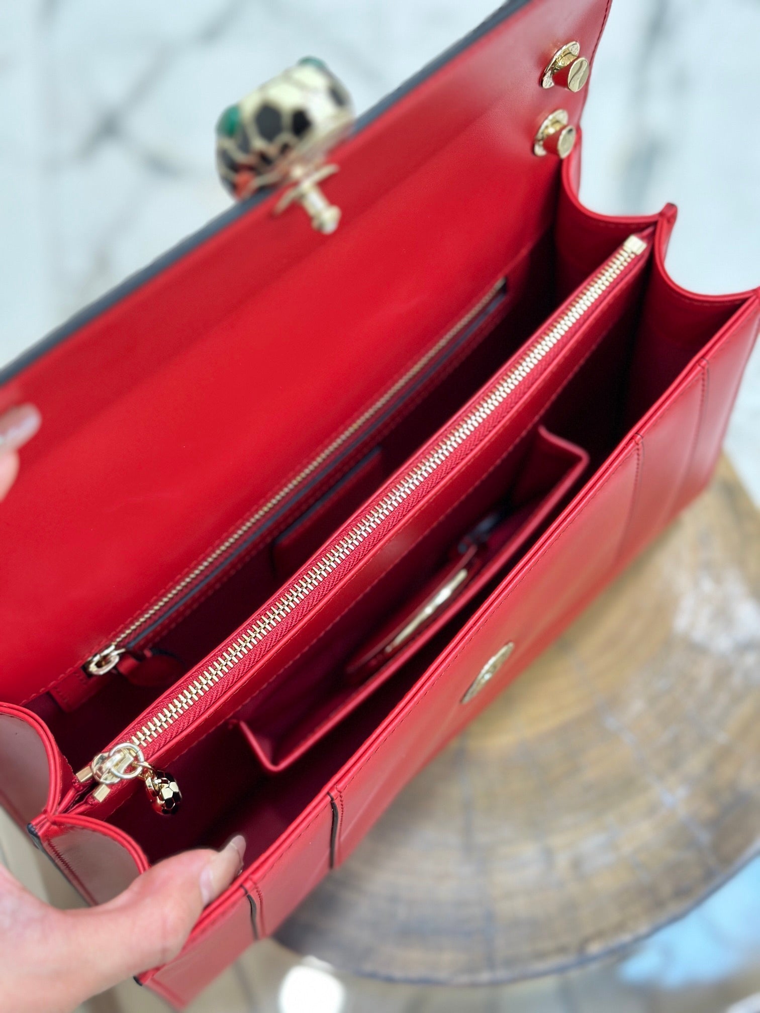 BVL Serpenti Forever Shoulder Bag 28cm Red Cowhide GHW 188667