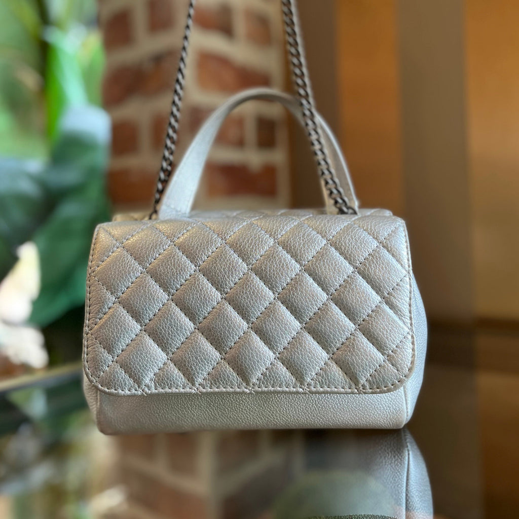 CHL Pilot Essentials Small Metallic Calfskin Quilted Top Handle