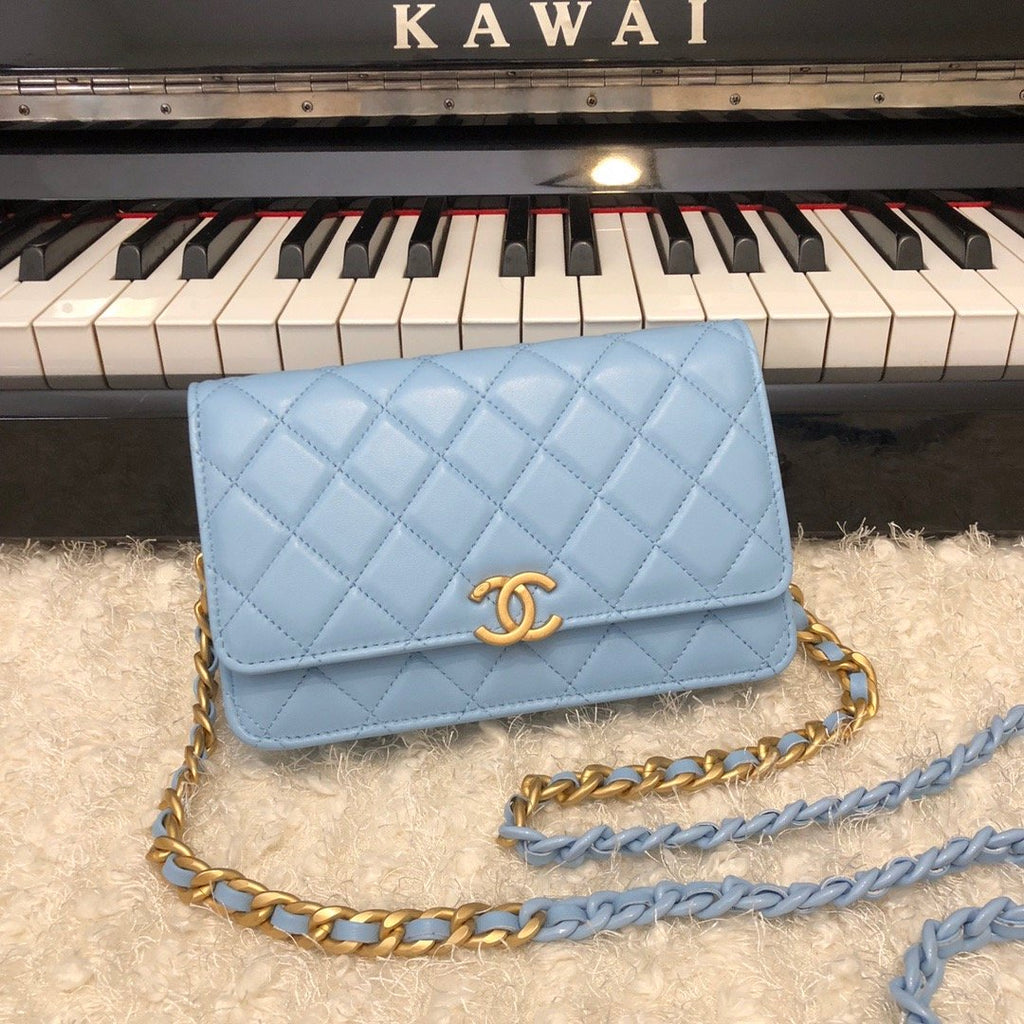 CHL - Original Small Classic Flap Bag Gold Hardware Blue For Women Handbags, Shoulder Bags 7.5in/19LO AP33814
