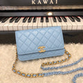 CHL - Original Small Classic Flap Bag Gold Hardware Blue For Women Handbags, Shoulder Bags 7.5in/19LO AP33814