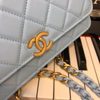CHL - Original Small Classic Flap Bag Gold Hardware Blue For Women Handbags, Shoulder Bags 7.5in/19LO AP33814