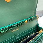 BLN-Ciaga Hourglass Wallet On Chain in Dark Green, For Women,  Bags 7.6in/19LO 6560501LRGM3011