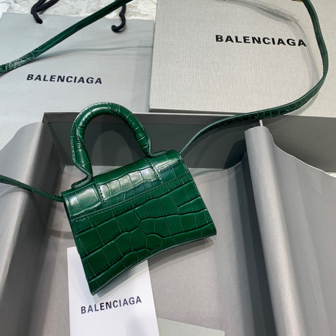 BLN-Ciaga Hourglass Mini Handbag In Green, For Women,  Bags 4.7in/12LO