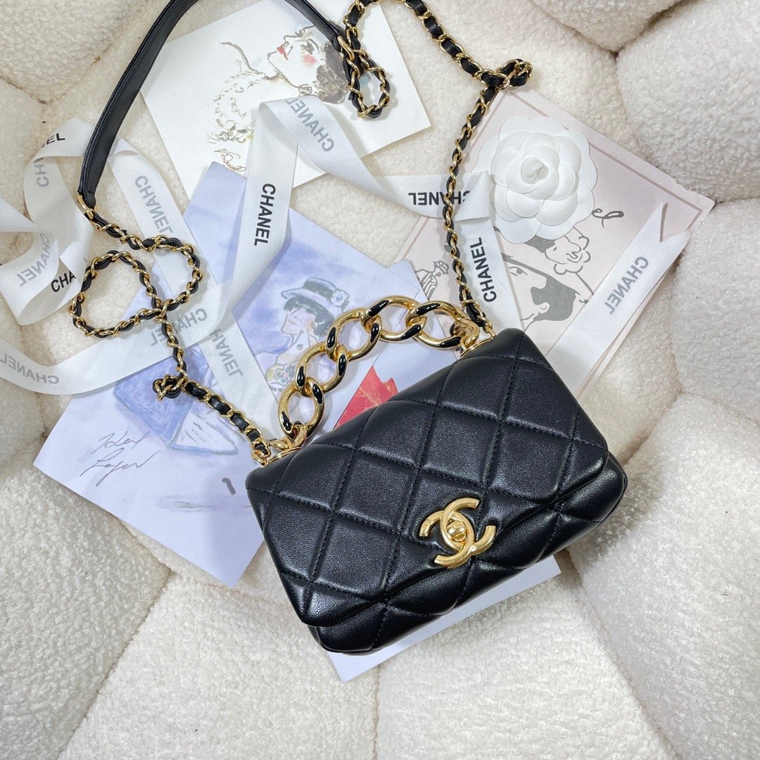 CHL - Mini Flap Bag Gold Hardware Black For Women Handbags, Shoulder Bags 6.7in/17LO AS3365