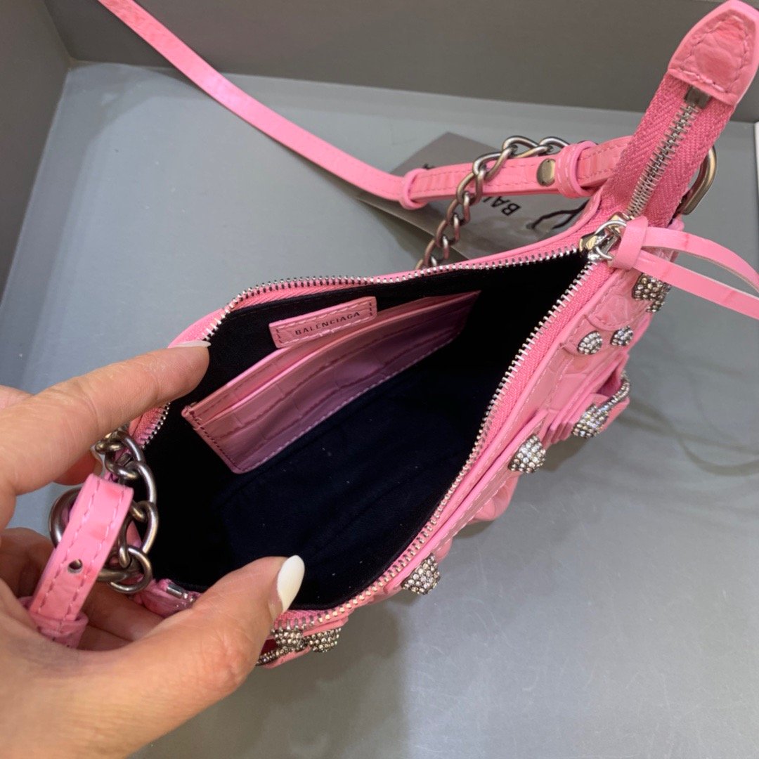 BLN-Ciaga Le Cagole Mini Bag With Chain In Pink, For Women,  Bags 8.2in/21LO 69581423EBY5812