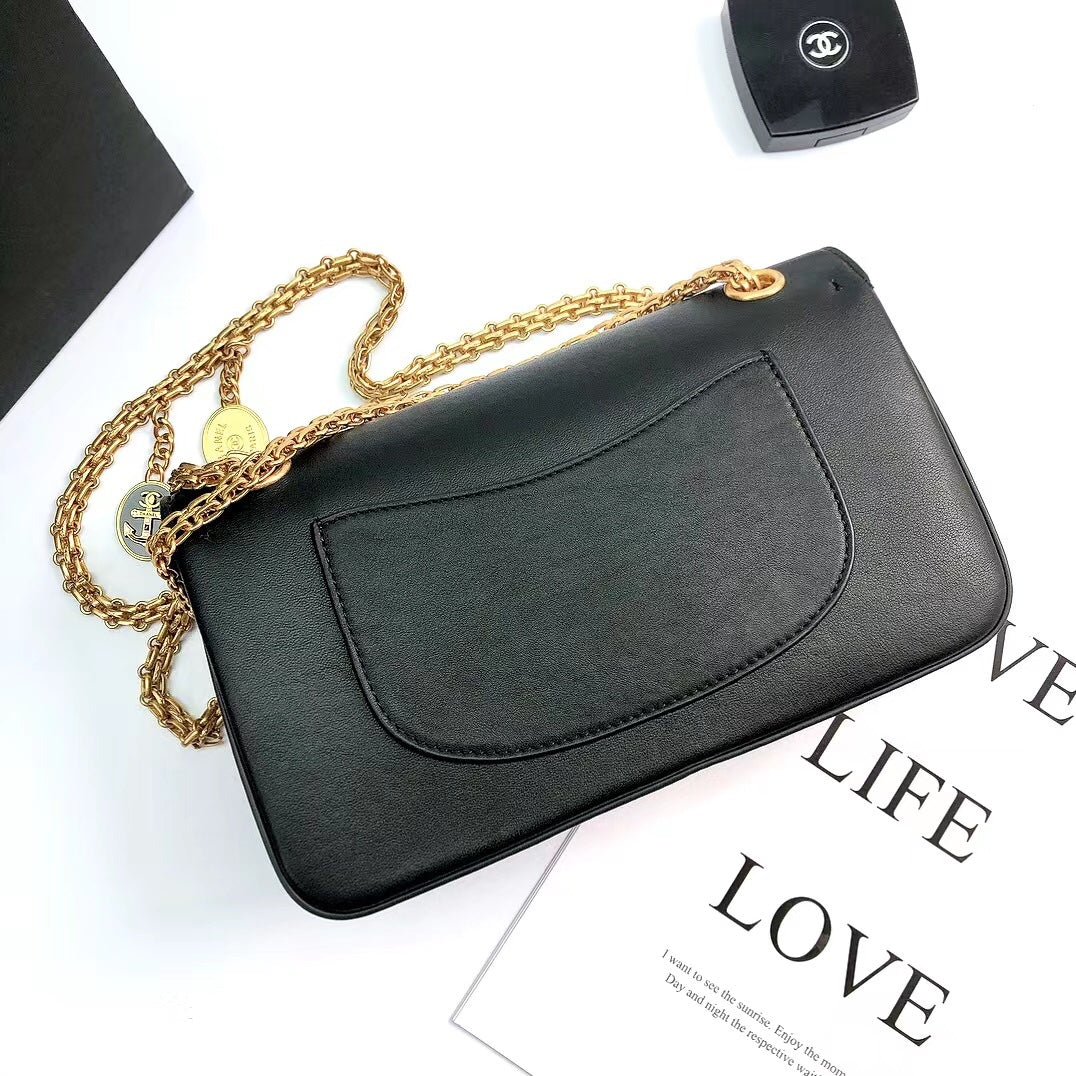 CHL - Maroon Medallion Nude Reissue 2.55 Classic 225 Flap Black Bag For Women 24LO/9.4in