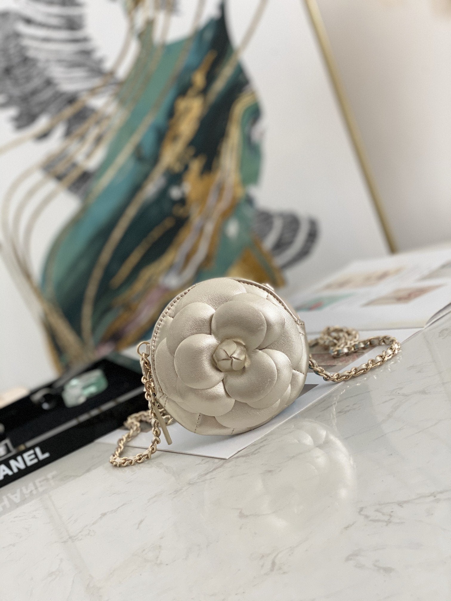 CHL -  Camellia Clutch With Chain Gold Bag For Women 11LO/4in