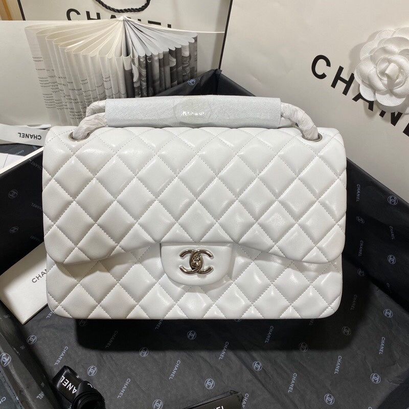 CHL - Large Classic Handbag SilLusso Official - Hardware White For Women Handbags, Shoulder Bags 11.8in/30LO