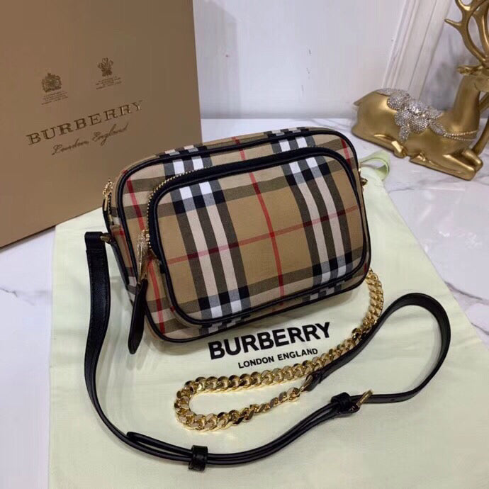 B-Berry - BB   Check Cotton Camera Bag Neutral For Women, Women’s Bags 7.7in/19.5LO