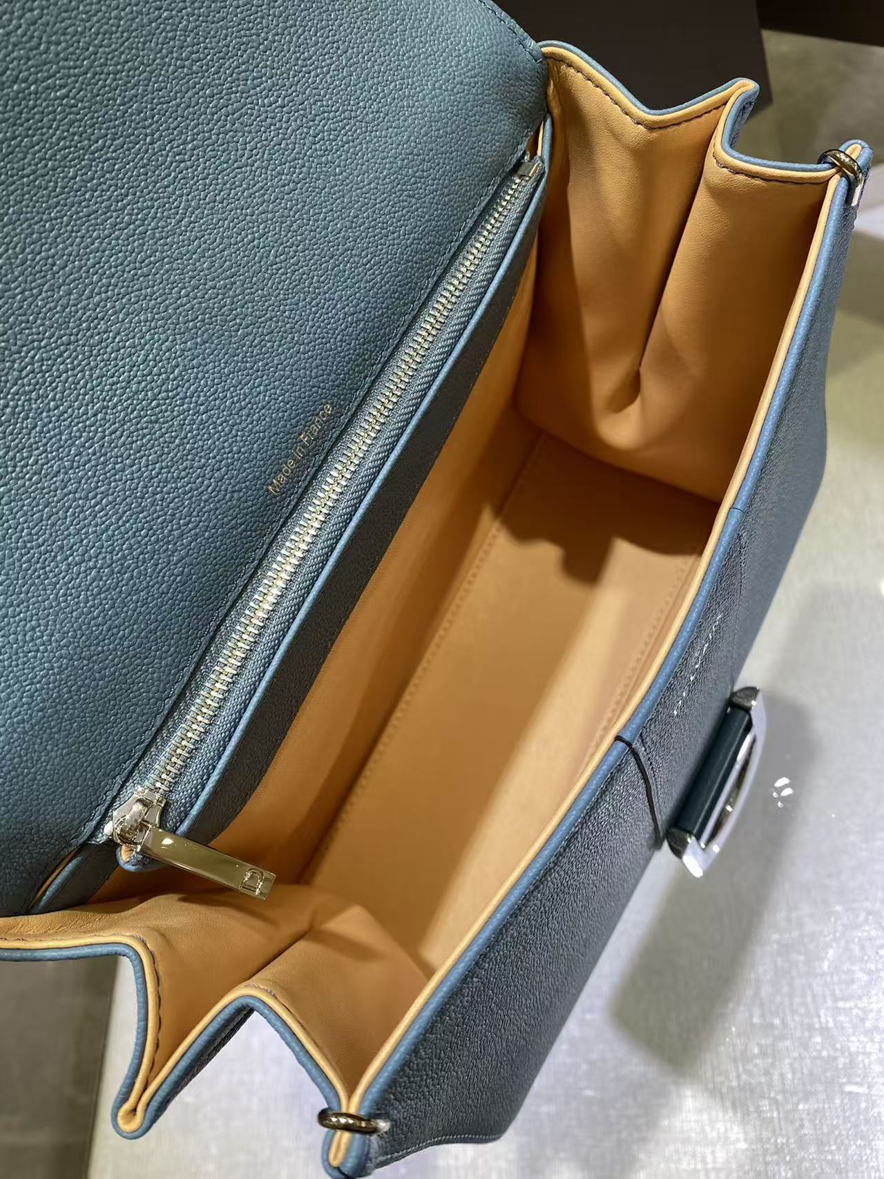 Delvaux Tempo Baby Blue in Grained Calfskin