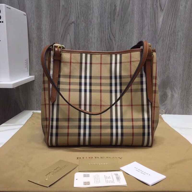 B-Berry - BB  The Small Canter Horseferry Check Tote Brown For Women, Women’s Bags 11.6in/29.5LO