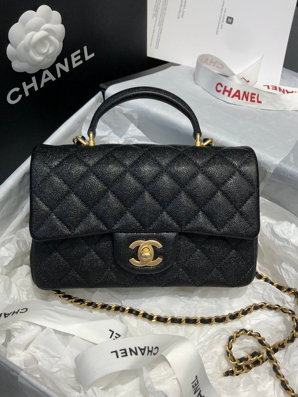 CHL - Mini Flap Bag With Top Handle Black For Women 7.8in/20LO