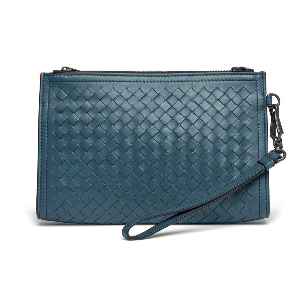 B V  - Intrecciato Leather Wristlet Bag