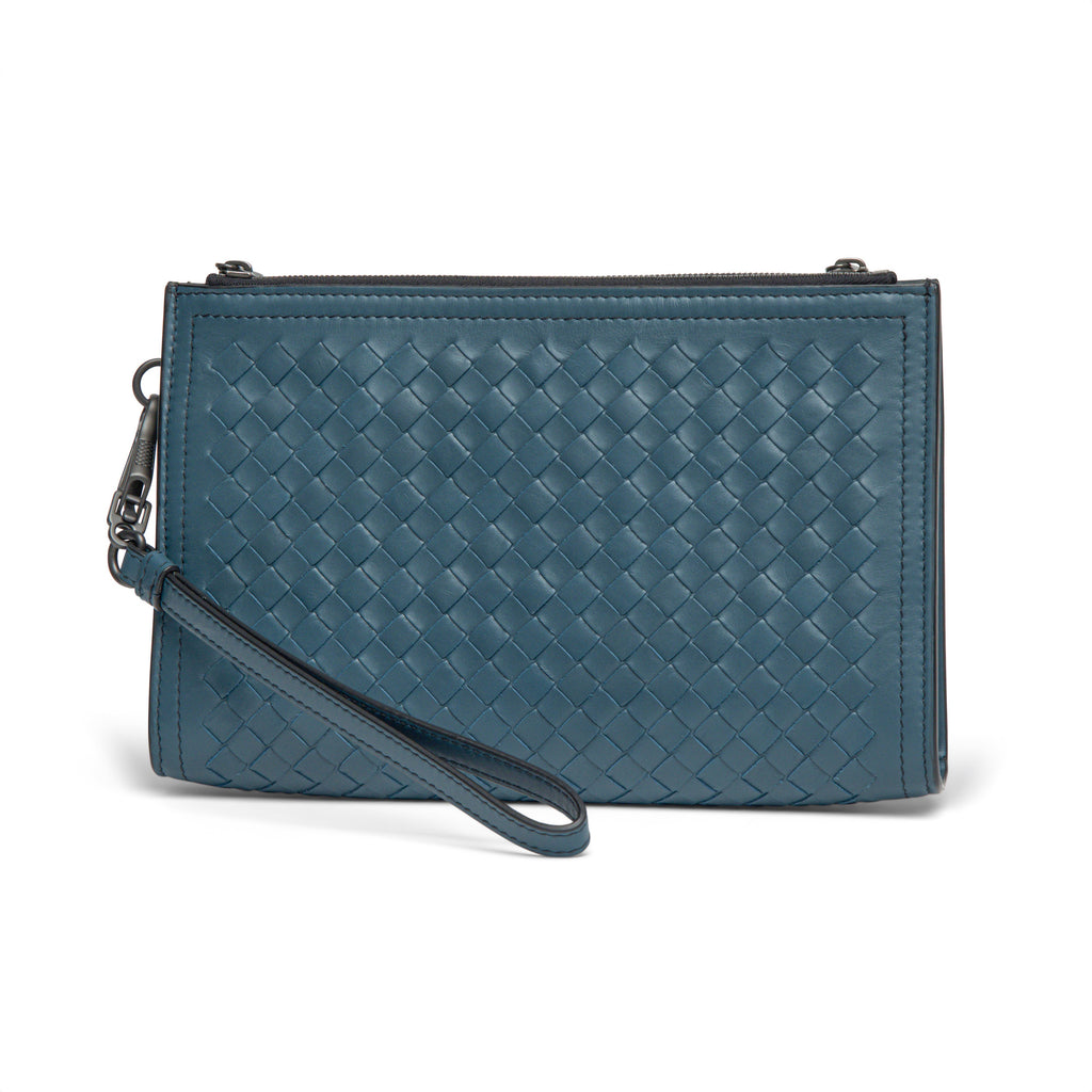 B V  - Intrecciato Leather Wristlet Bag