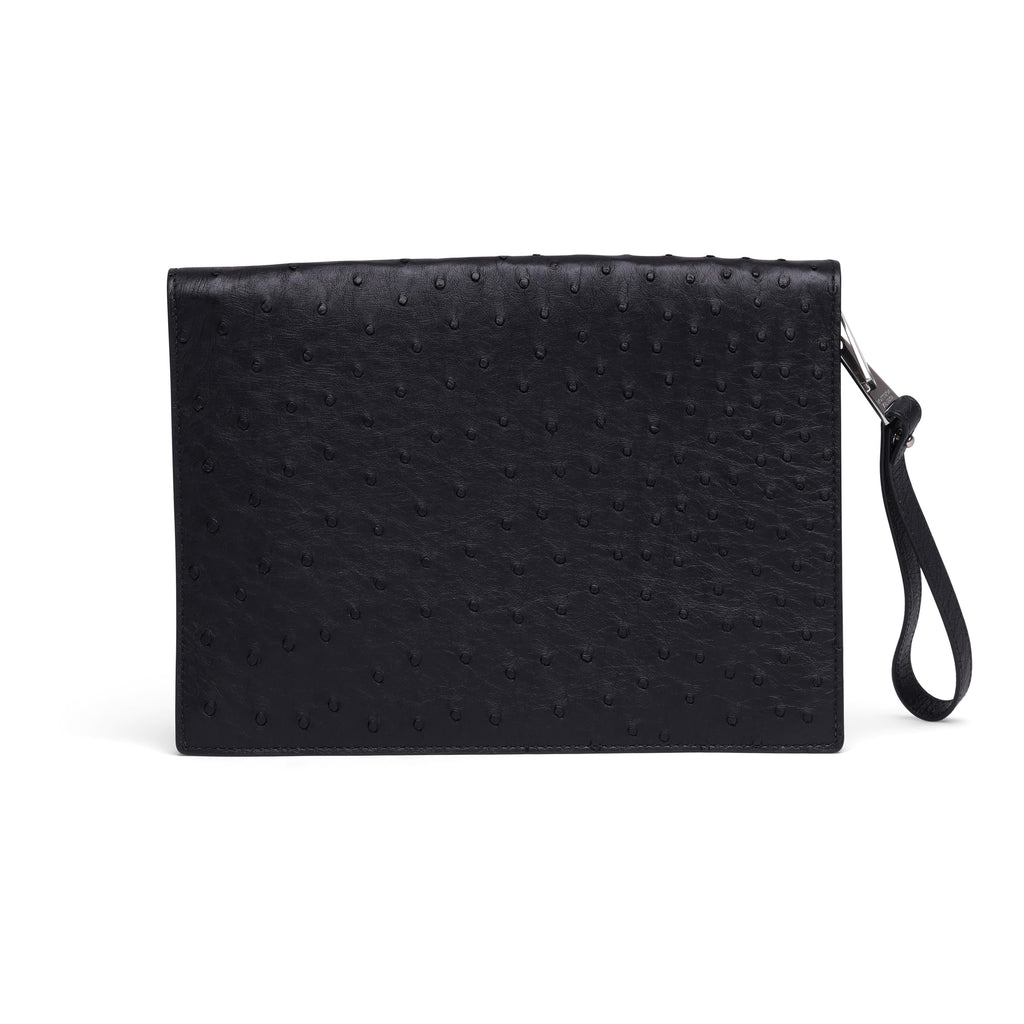 B V  - Ostrich Leather Document Case Wristlet