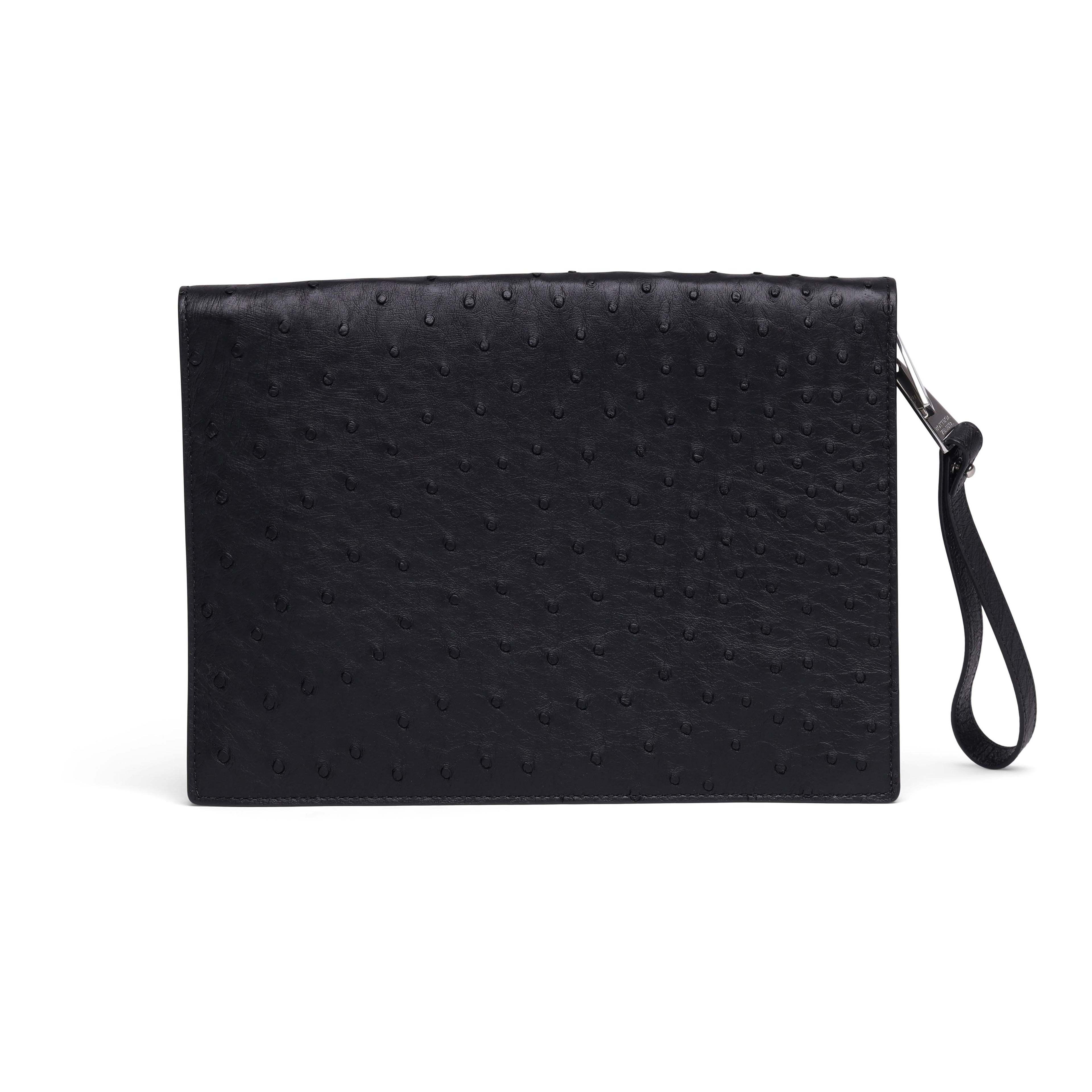 B V  - Ostrich Leather Document Case Wristlet