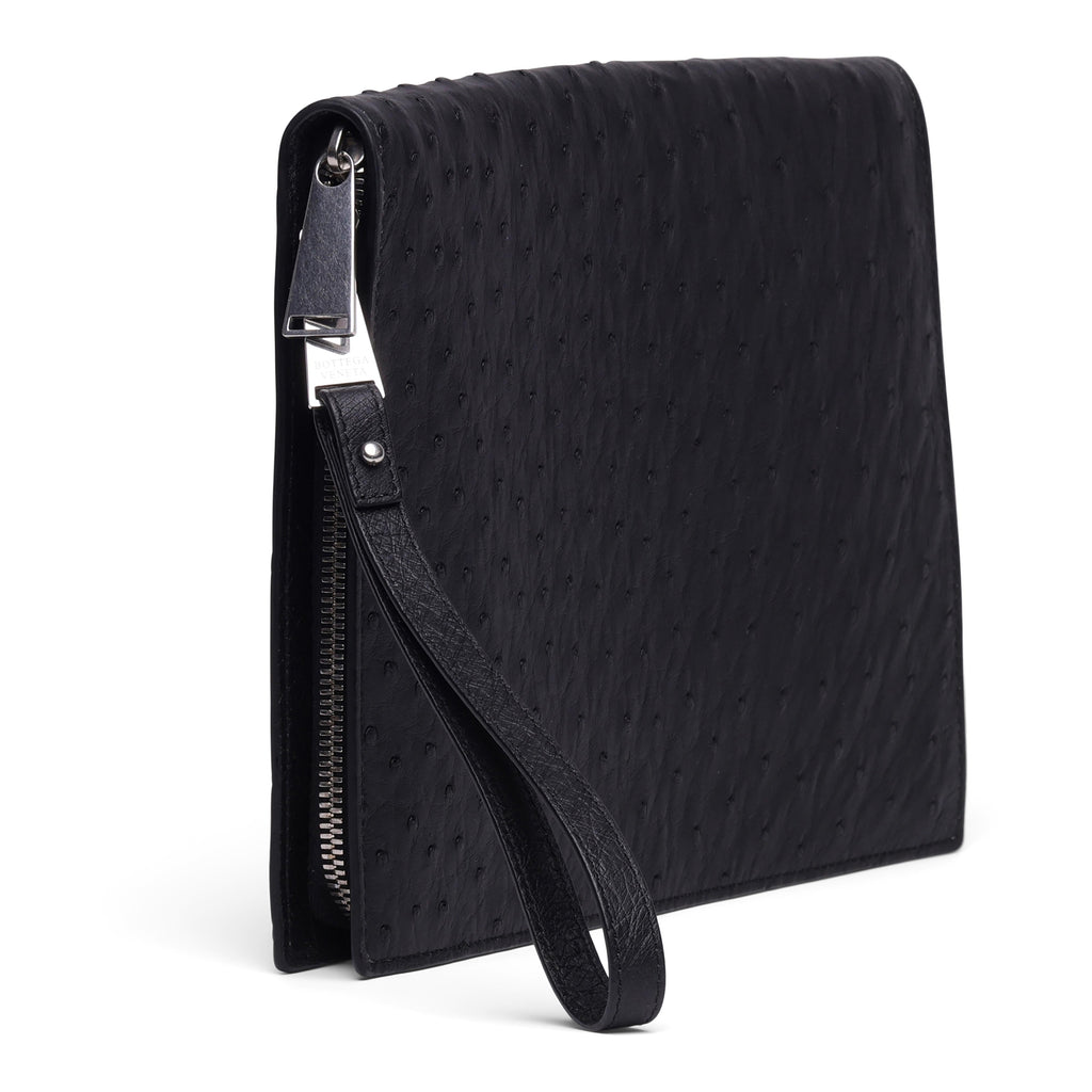 B V  - Ostrich Leather Document Case Wristlet