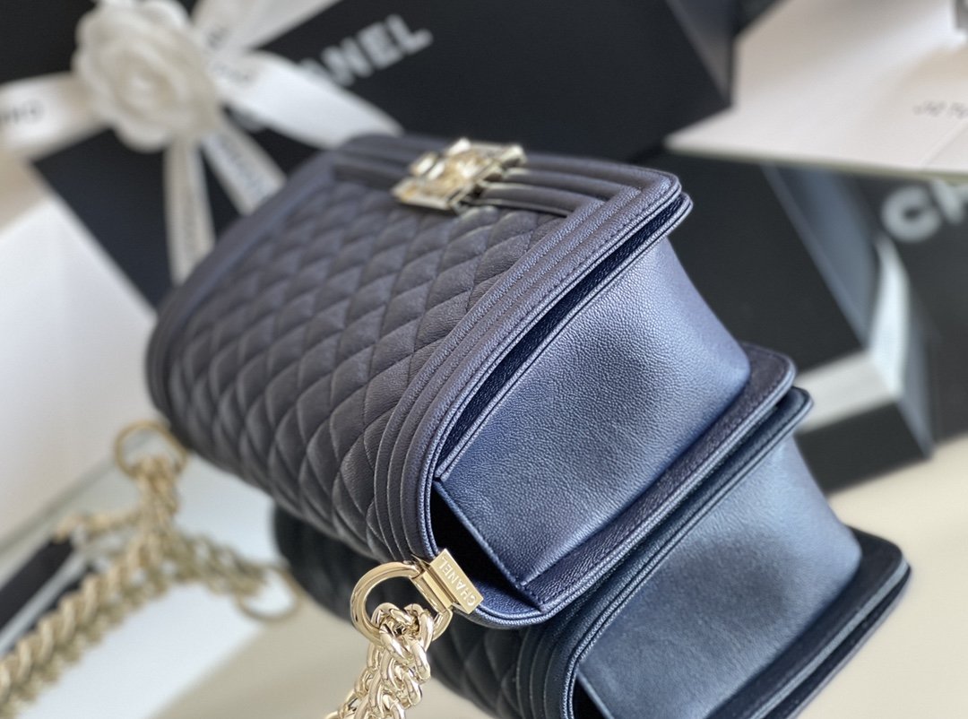 CHL - Medium Boy Handbag Dark Blue For Women 9.8in/25LO A67086