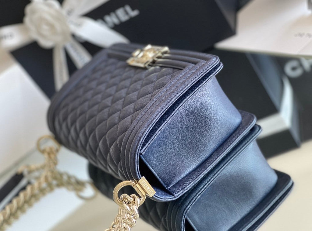 CHL - Medium Boy Handbag Dark Blue For Women 9.8in/25LO A67086