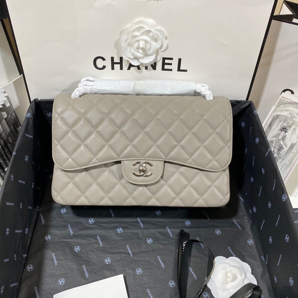 CHL - Large Classic Handbag SilLusso Official - Hardware Grey For Women Handbags, Shoulder Bags 11.8in/30LO