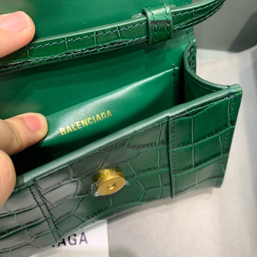 BLN-Ciaga Hourglass Mini Handbag In Green, For Women,  Bags 4.7in/12LO