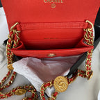 CHL -  Clutch With Chain Gold Hardware Grained Shinny Red For Women Handbags, Shoulder Bags 4.7in/12LO AP2857