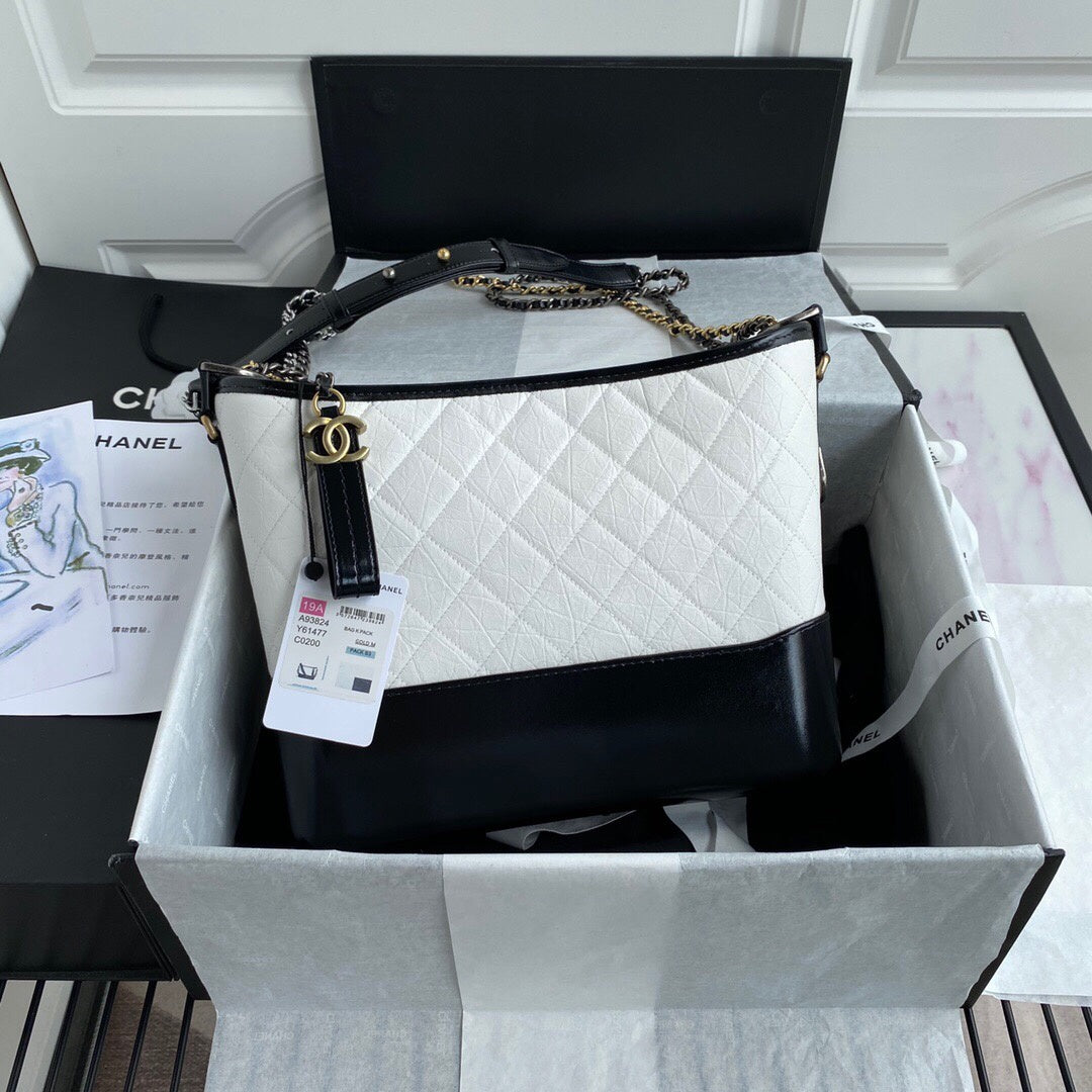 CHL - Gabrielle Hobo Handbag White/Black For Women Bags, Shoulder And Crossbody Bags 9.8in/25LO A93824 Y61477 C0200