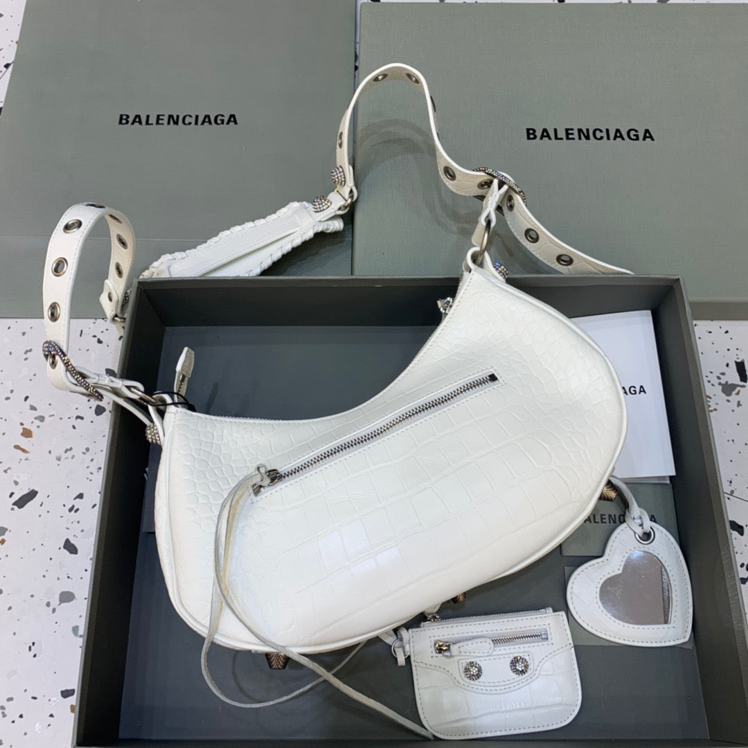 BLN-Ciaga Le Cagole XS Shoulder Bag In White, For Women,  Bags 13in/33LO 700940210BK9104