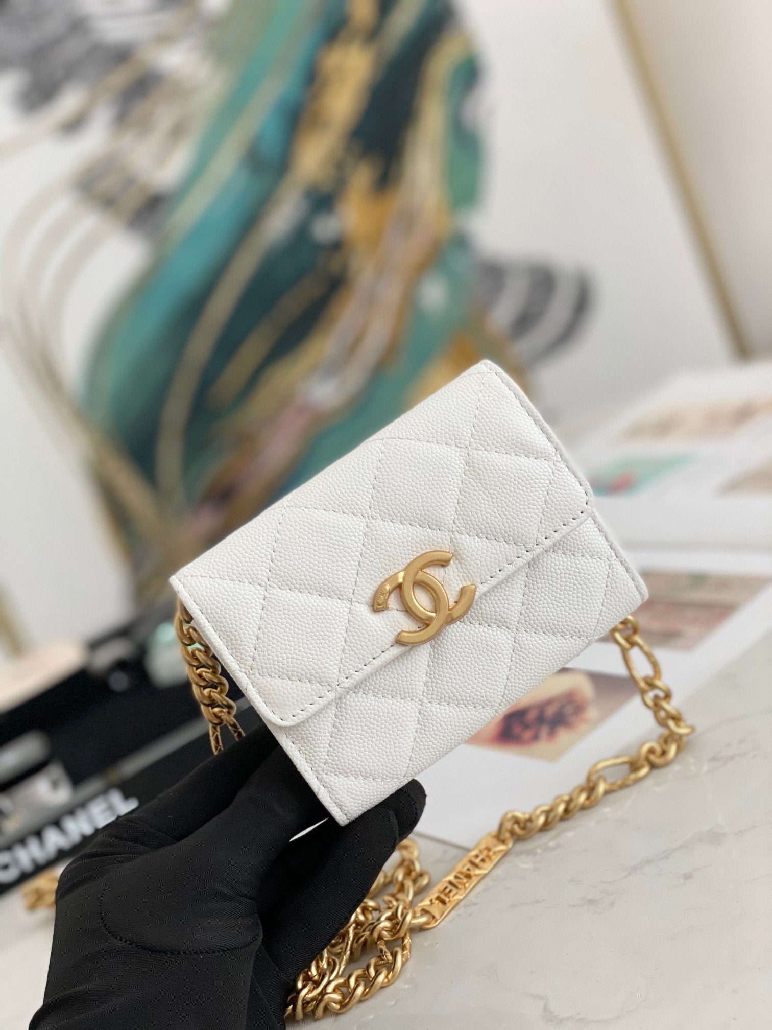CHL - Mini Flap Bag Gold Toned Hardware White For Women 4.7in/12LO