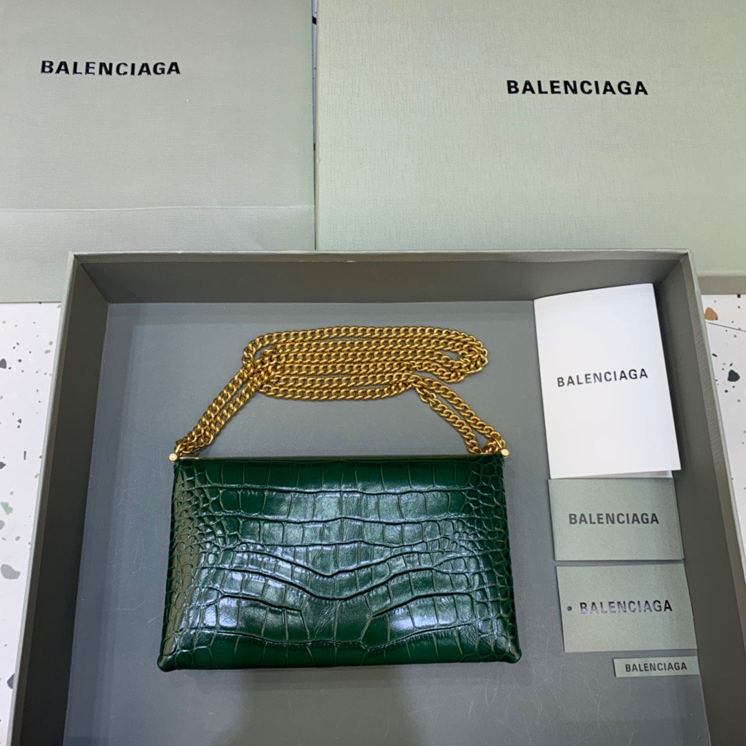 BLN-Ciaga Triplet Small Bag Crocodile Embossed Green, For Women,  Bags 8.3in/21LO