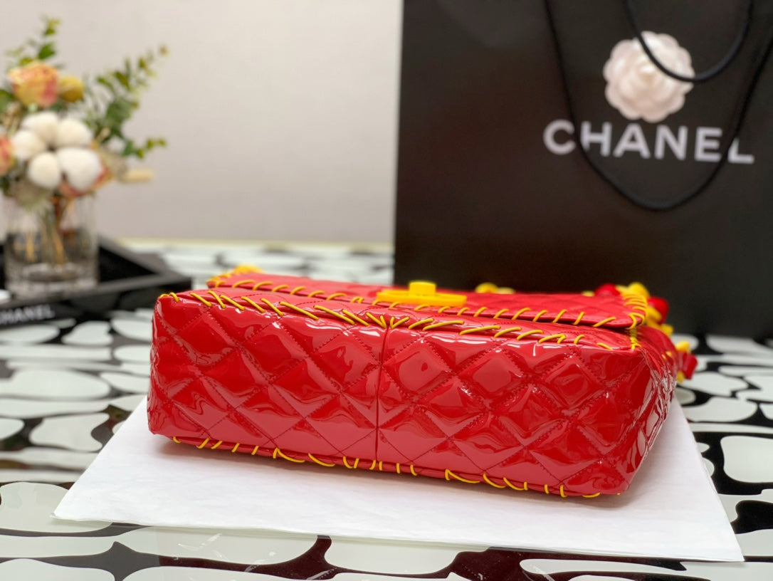 CHL - Vinyl Classic Red and Yellow Shoulder bag For Women 29LO/11.5in