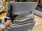 CHL -  Classic Flap Bag Gold Toned Hardware Grey 9.8in/25LO