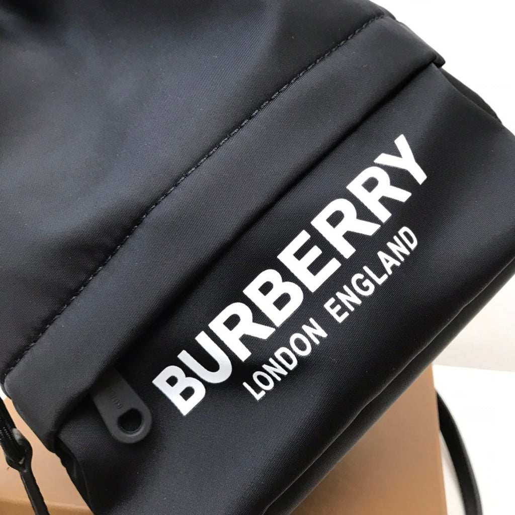 B-Berry - BB  Logo Print Nylon Drawcord Pouch Black For Women, Bags 7.7in/19.5LO