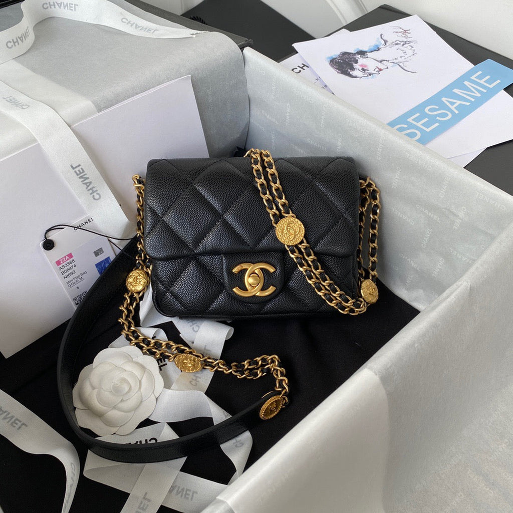 CHL - Mini Flap Bag With Top Handle Gold Hardware Black For Women Handbags, Shoulder Bags 7.9in/20LO AS2431