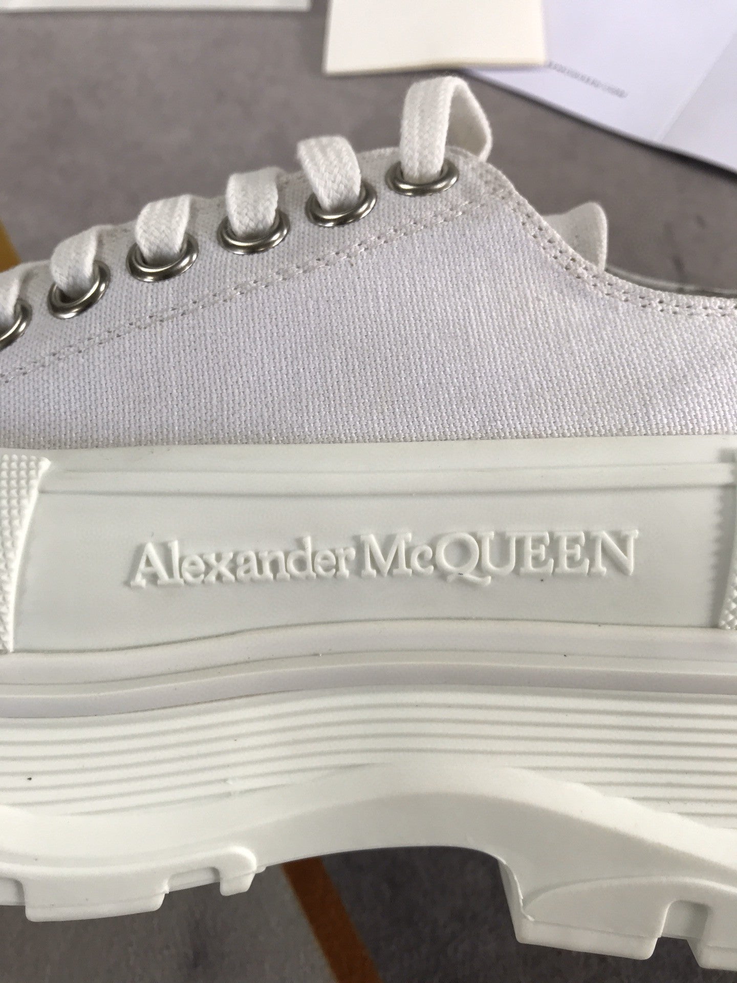 Alex - McQueen Tread Slick Lace Up Cotton White For Men 604257W4MV29000
