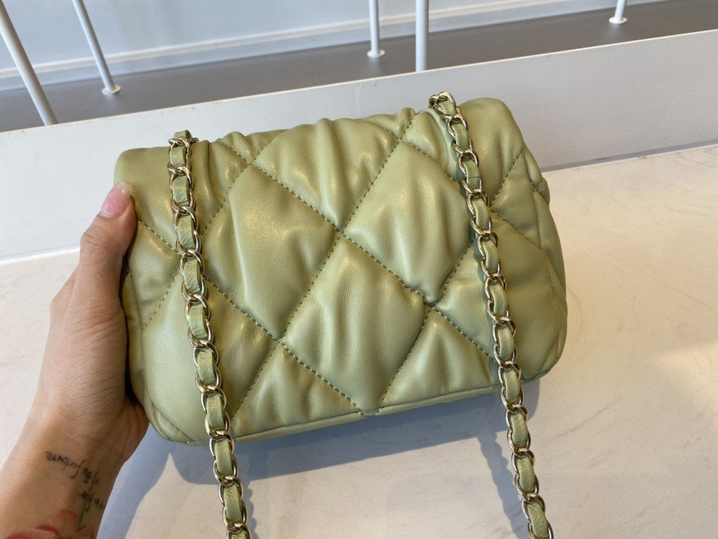 CHL - Small Flap Bag Gold Hardware Green For Women Handbags, Shoulder Bags 7.5in/19LO AS2232