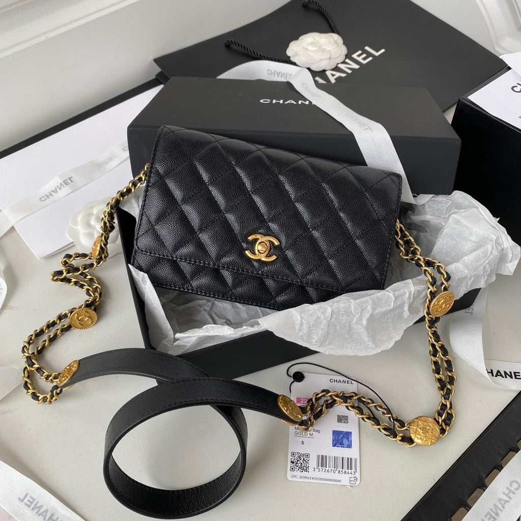 CHL -  Clutch With Chain Gold Hardware Black For Women Handbags, Shoulder Bags 7.1in/18LO AP2860