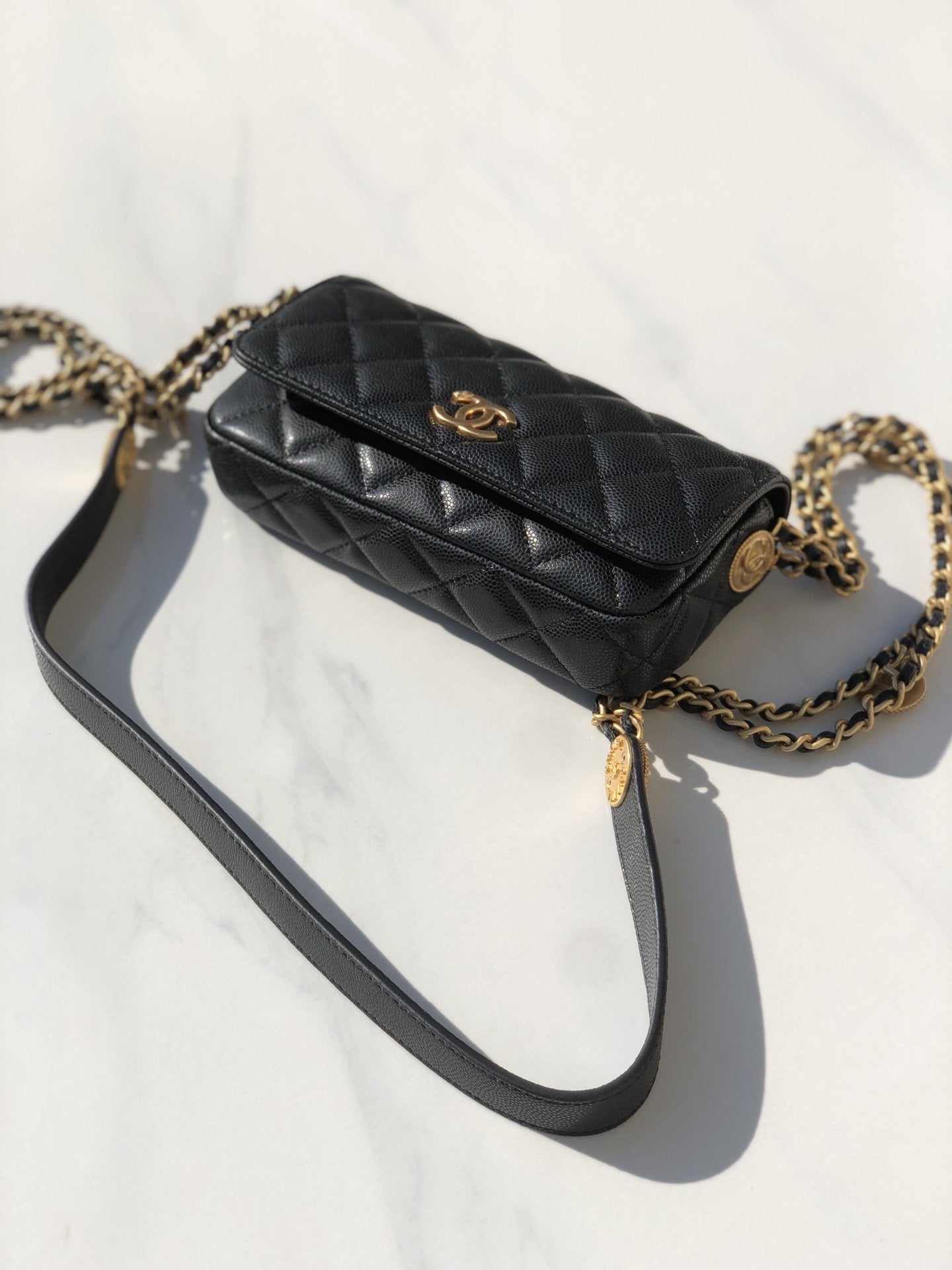 CHL - Small Flap Bags Gold Hardware Black For Women Handbags, Shoulder Bags 7.5in/19.2LO
