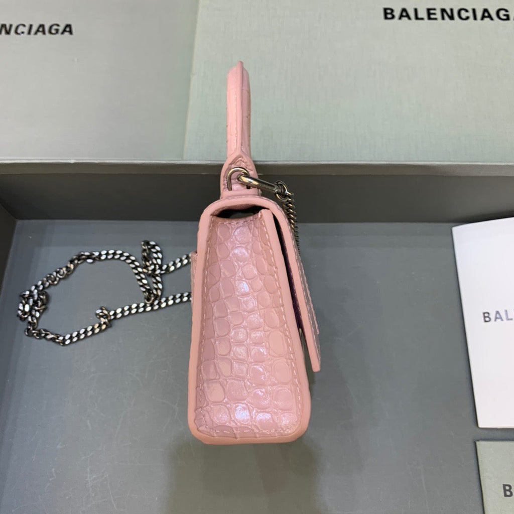 BLN-Ciaga Hourglass Mini Handbag With Chain In Light Pink, For Women,  Bags 4.7in/12LO